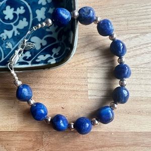 Relios by Carolyn Pollack 925 Sterling silver and lapis lazuli bead bracelet